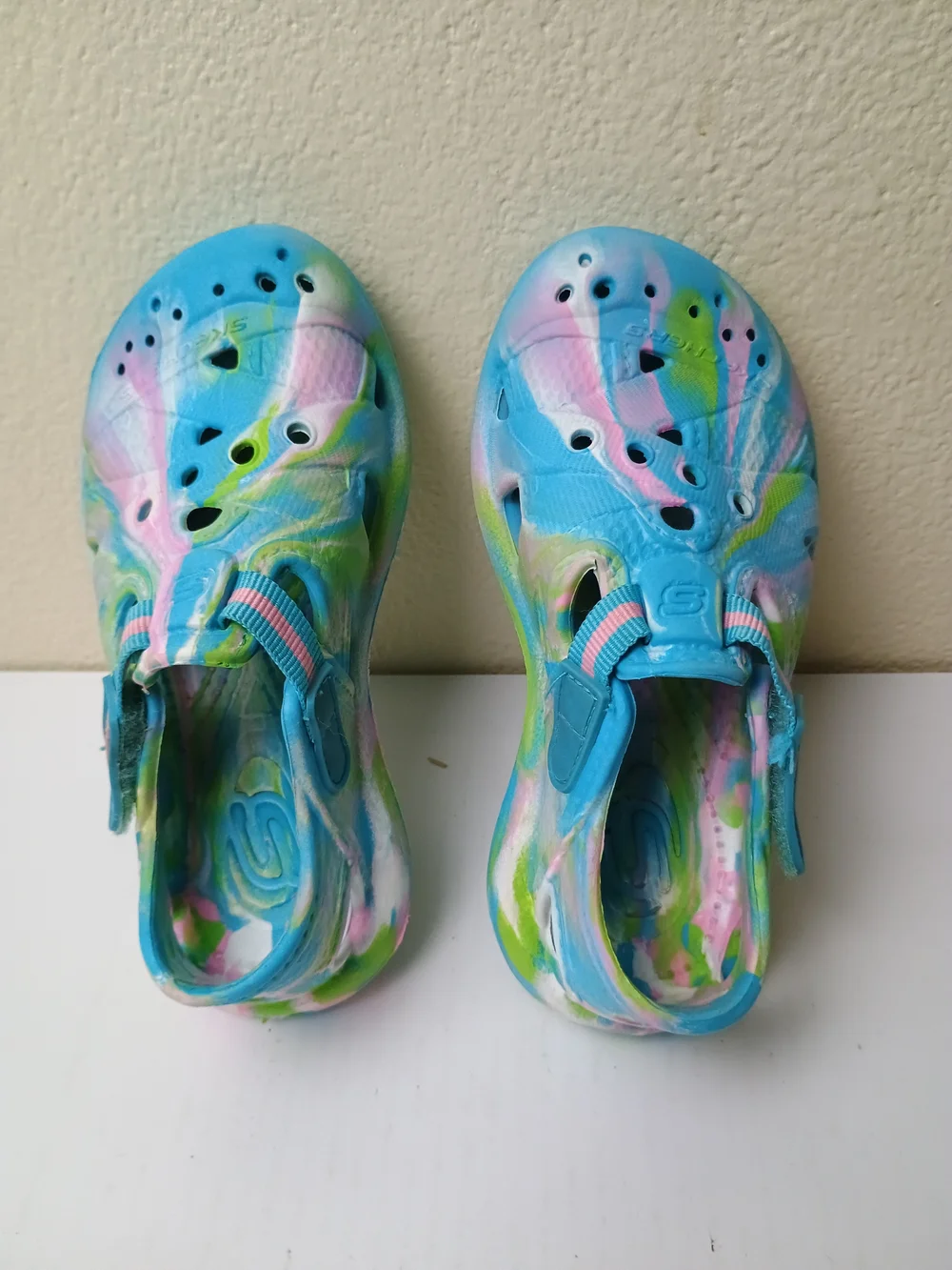 Skechers Cali Toddler Girl 12 Foamies Blue Multi-Color Water-Friendly Clogs
